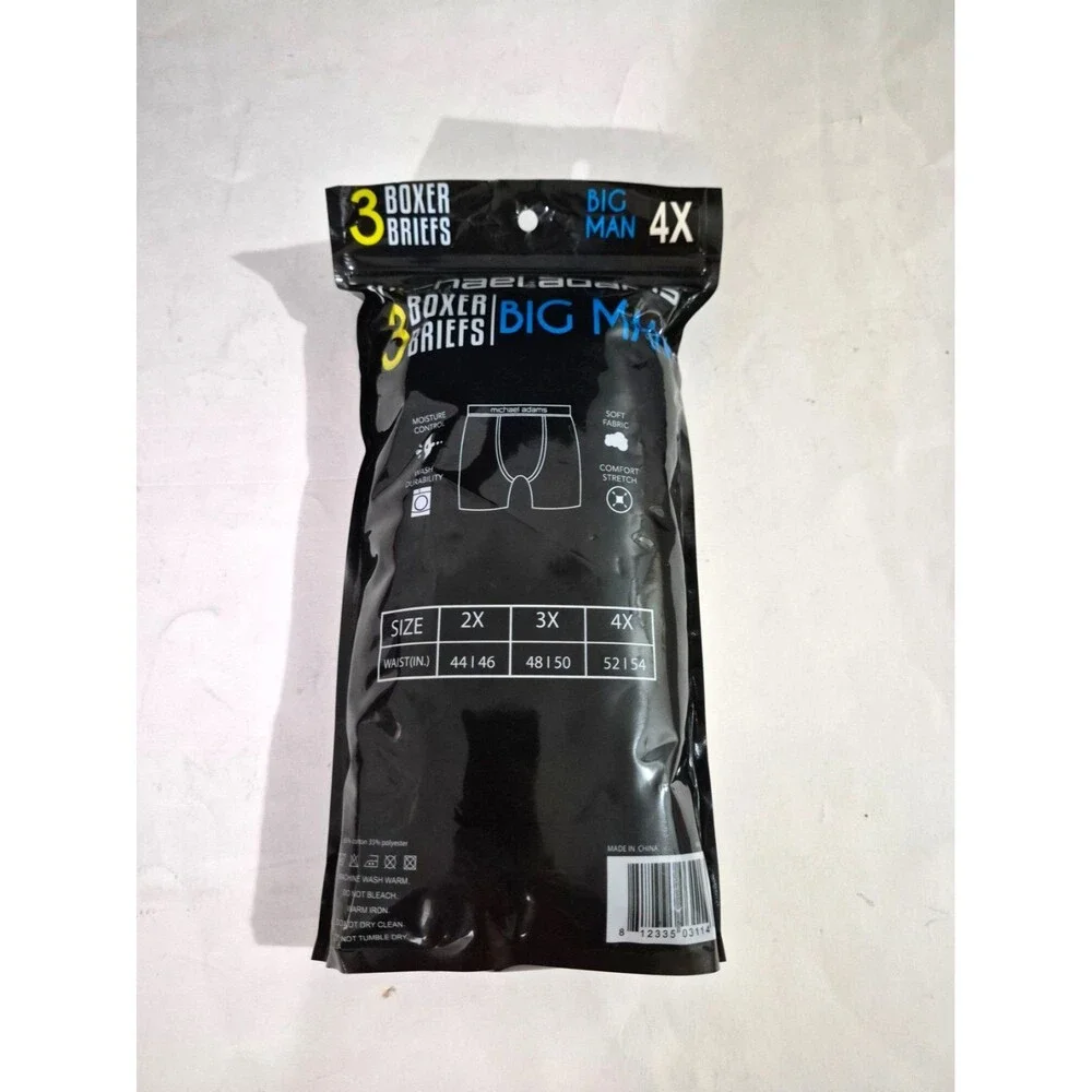 Michael Adams Big Man Size 4X Set Of 3 Boxer Briefs Classic Fit New